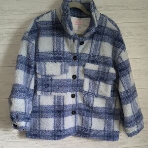 Pink Lily Kids Blue and White Plaid Puffer Jacket